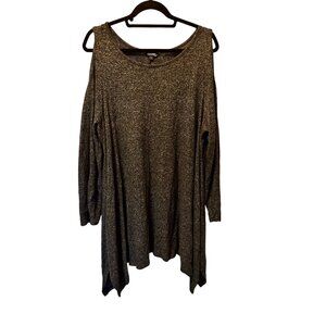 🍒 2/$20 🍒 Soft Charcoal Gray Long Sleeve Cold Shoulder Hi-Lo Dress sz 2X